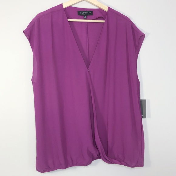 Eloquii Tops - NWT Eloquii Fuchsia Faux Wrap Top Size - 16 Eloquii Tops - NWT Eloquii Fuchsia Faux Wrap Top Size - 16
